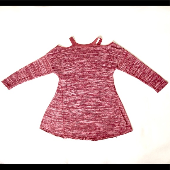 Mur Mur Deep Red Open Shoulder Sweater Tunic - Picture 3 of 6